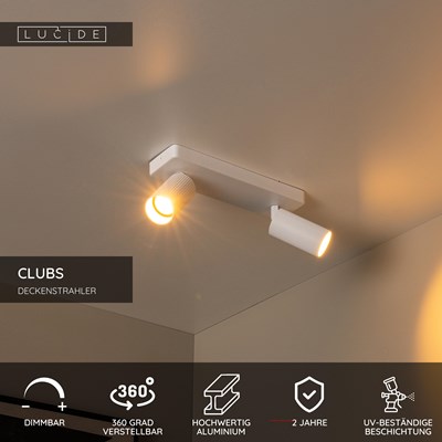 Lucide CLUBS - Deckenstrahler - 2xGU10 - Weiß
